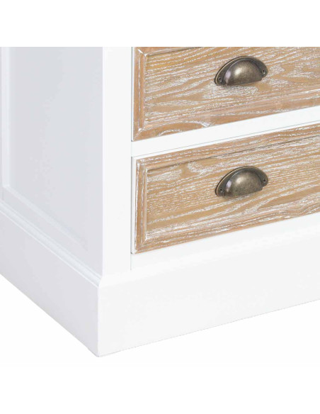 Chiffonnier 5 tiroirs blanc et bois patiné 45x35x90 cm Votin  - 8