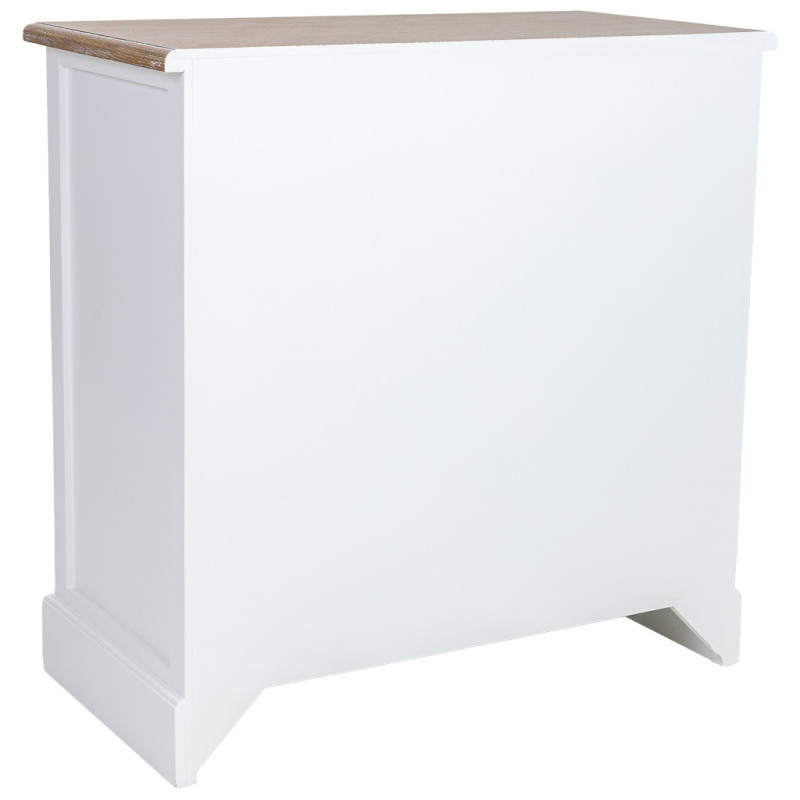 Commode 5 tiroirs blanc et bois patiné 80x40x80,5 cm Votin  - 4