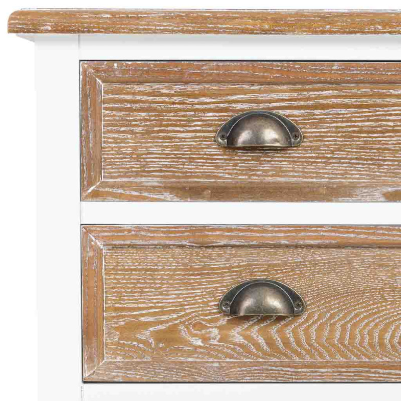 Commode 5 tiroirs blanc et bois patiné 80x40x80,5 cm Votin  - 6