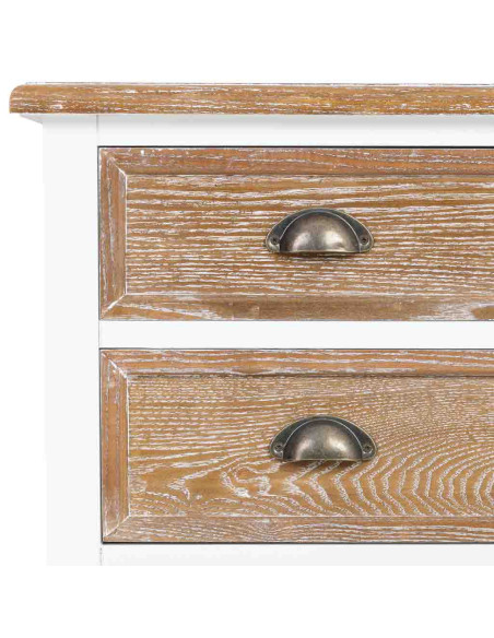 Commode 5 tiroirs blanc et bois patiné 80x40x80,5 cm Votin  - 6