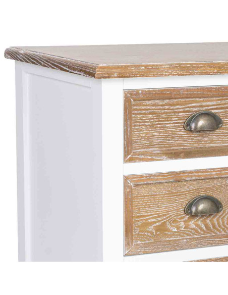 Commode 5 tiroirs blanc et bois patiné 80x40x80,5 cm Votin  - 7