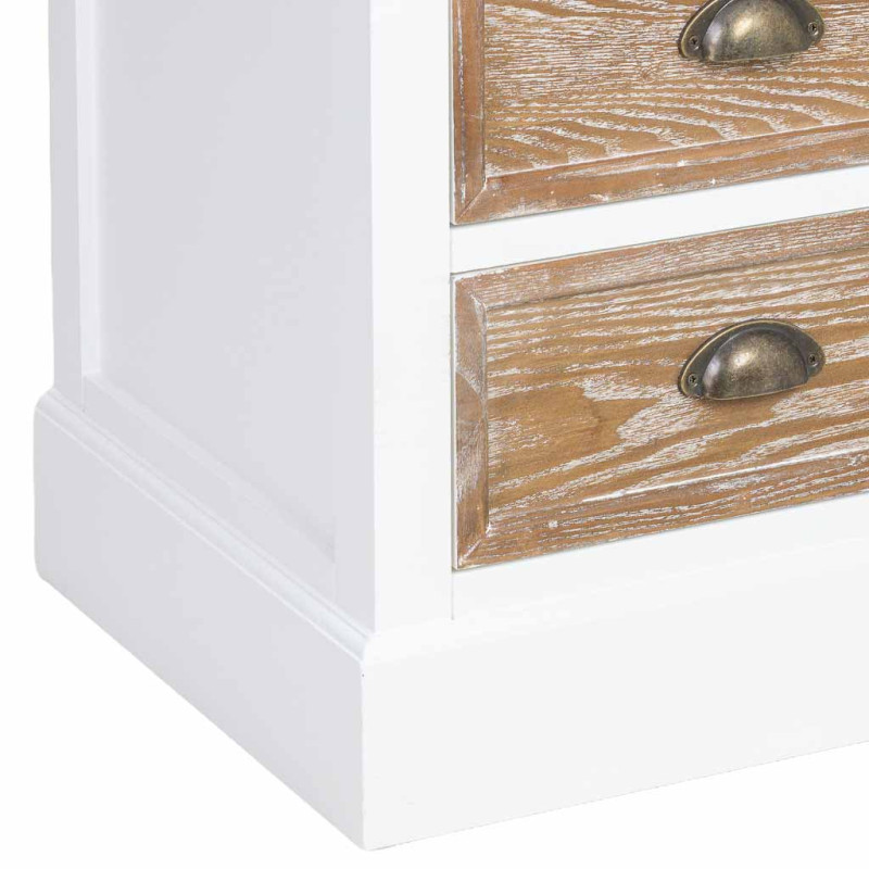 Commode 5 tiroirs blanc et bois patiné 80x40x80,5 cm Votin  - 8