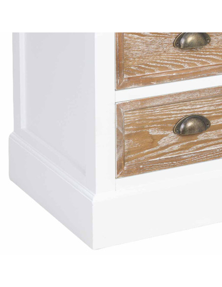Commode 5 tiroirs blanc et bois patiné 80x40x80,5 cm Votin  - 8