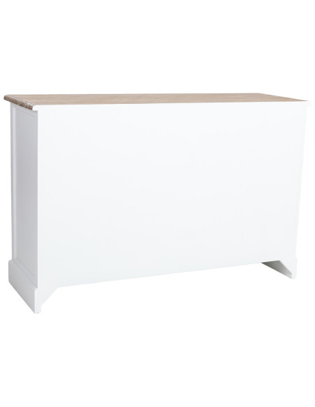 Buffet bas 2 portes 4 tiroirs blanc et bois patiné 124x40x80 cm Votin  - 5