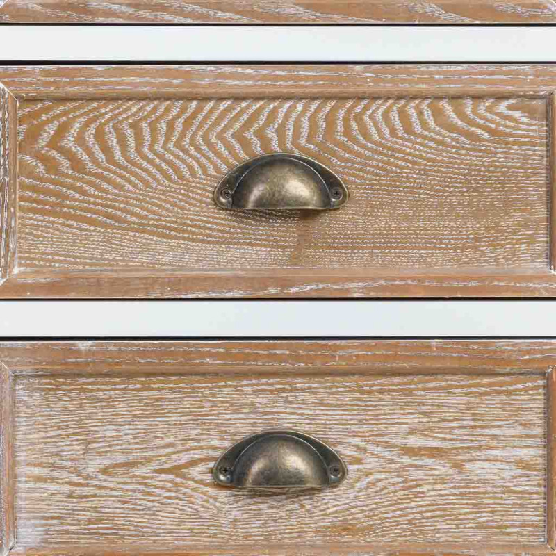Buffet bas 2 portes 4 tiroirs blanc et bois patiné 124x40x80 cm Votin  - 8