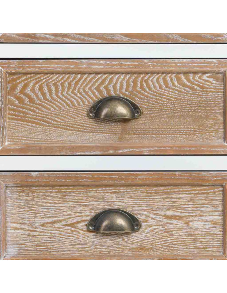Buffet bas 2 portes 4 tiroirs blanc et bois patiné 124x40x80 cm Votin  - 8