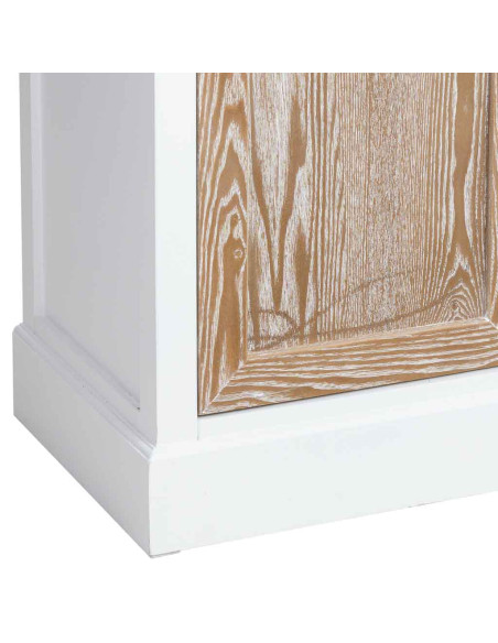 Buffet bas 2 portes 4 tiroirs blanc et bois patiné 124x40x80 cm Votin  - 11