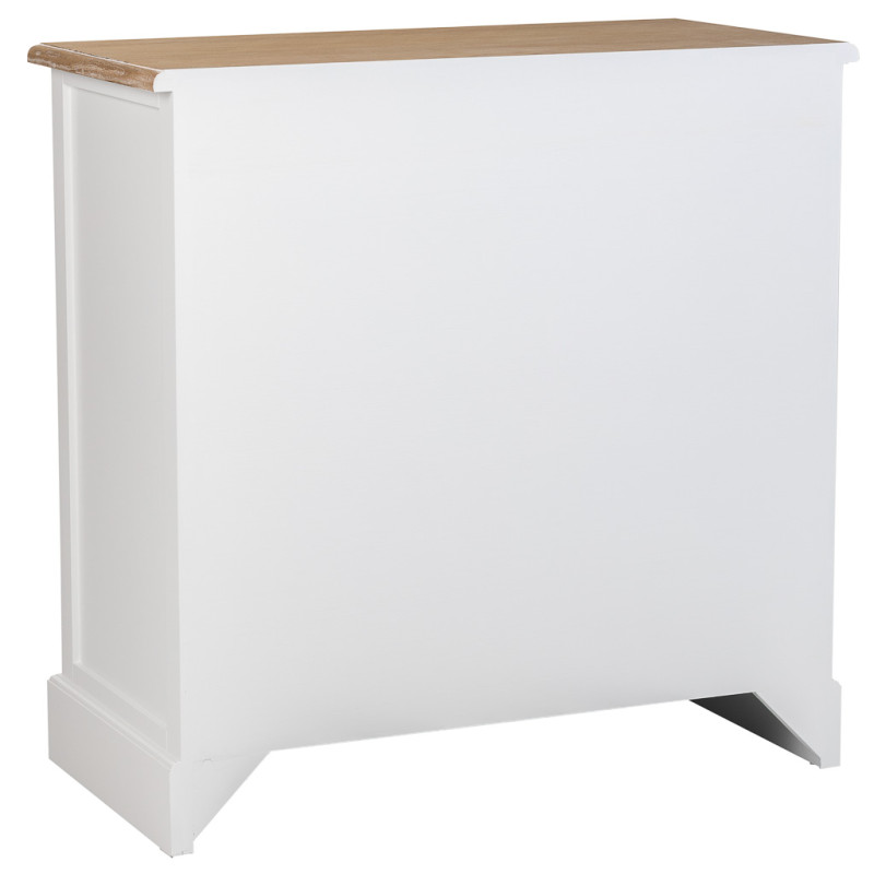 Commode blanche 3 tiroirs plateau effet bois 80x40x80 cm Votin  - 5