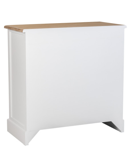 Commode blanche 3 tiroirs plateau effet bois 80x40x80 cm Votin  - 5