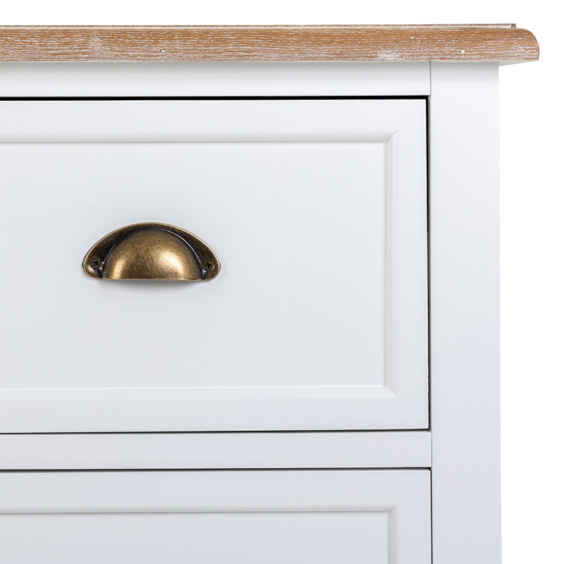 Commode blanche 3 tiroirs plateau effet bois 80x40x80 cm Votin  - 7