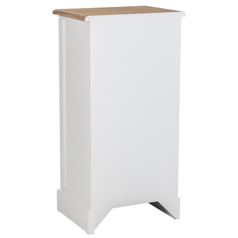 Chiffonnier 5 tiroirs blanc plateau bois 45x35x90 cm Votin  - 4