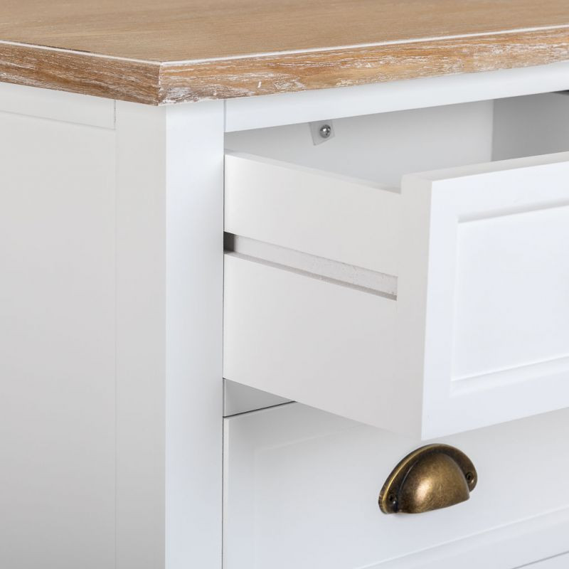 Chiffonnier 5 tiroirs blanc plateau bois 45x35x90 cm Votin  - 5