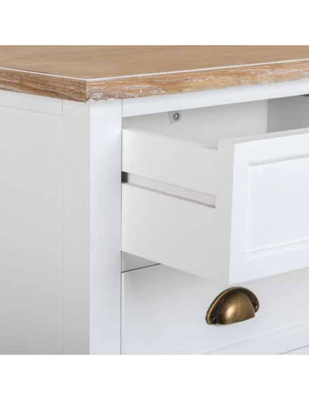 Chiffonnier 5 tiroirs blanc plateau bois 45x35x90 cm Votin  - 5