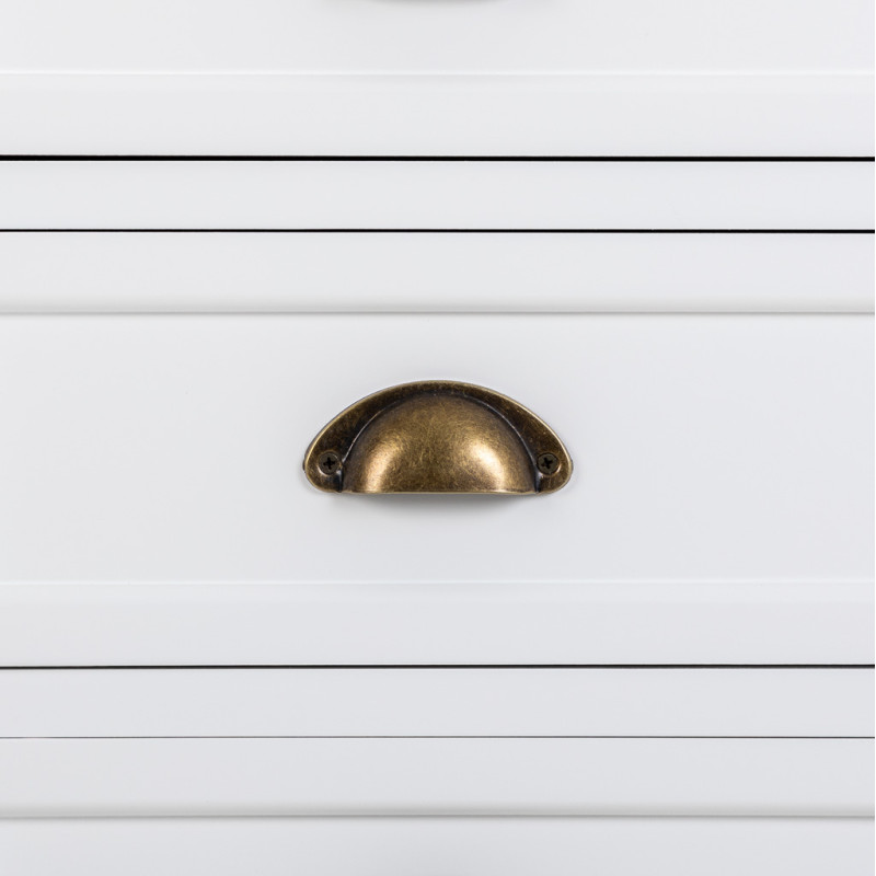 Chiffonnier 5 tiroirs blanc plateau bois 45x35x90 cm Votin  - 6