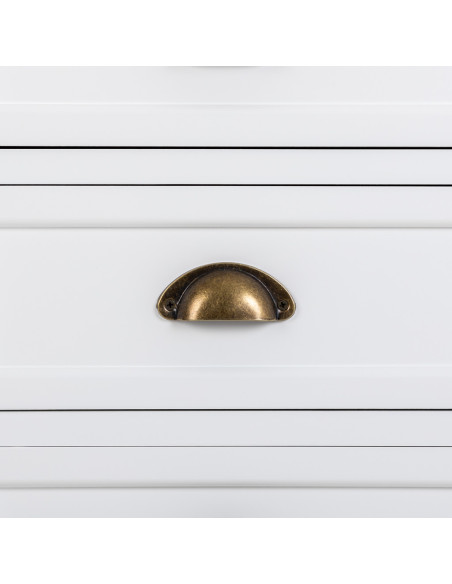 Chiffonnier 5 tiroirs blanc plateau bois 45x35x90 cm Votin  - 6