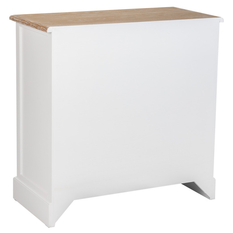 Commode blanche 5 tiroirs plateau effet bois 80x40x80,5 cm Votin  - 4