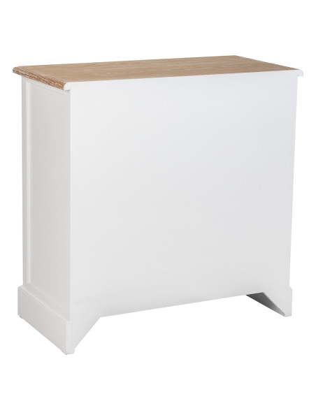 Commode blanche 5 tiroirs plateau effet bois 80x40x80,5 cm Votin  - 4