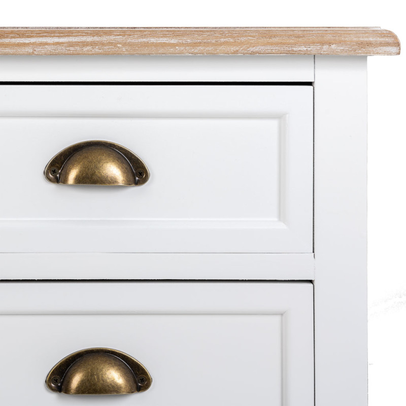 Commode blanche 5 tiroirs plateau effet bois 80x40x80,5 cm Votin  - 6