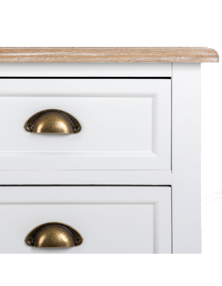 Commode blanche 5 tiroirs plateau effet bois 80x40x80,5 cm Votin  - 6