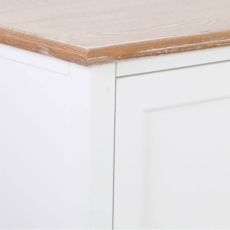 Buffet bas blanc et bois 4 portes 3 tiroirs 150x40x80,5 cm Votin  - 6