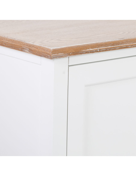 Buffet bas blanc et bois 4 portes 3 tiroirs 150x40x80,5 cm Votin  - 6