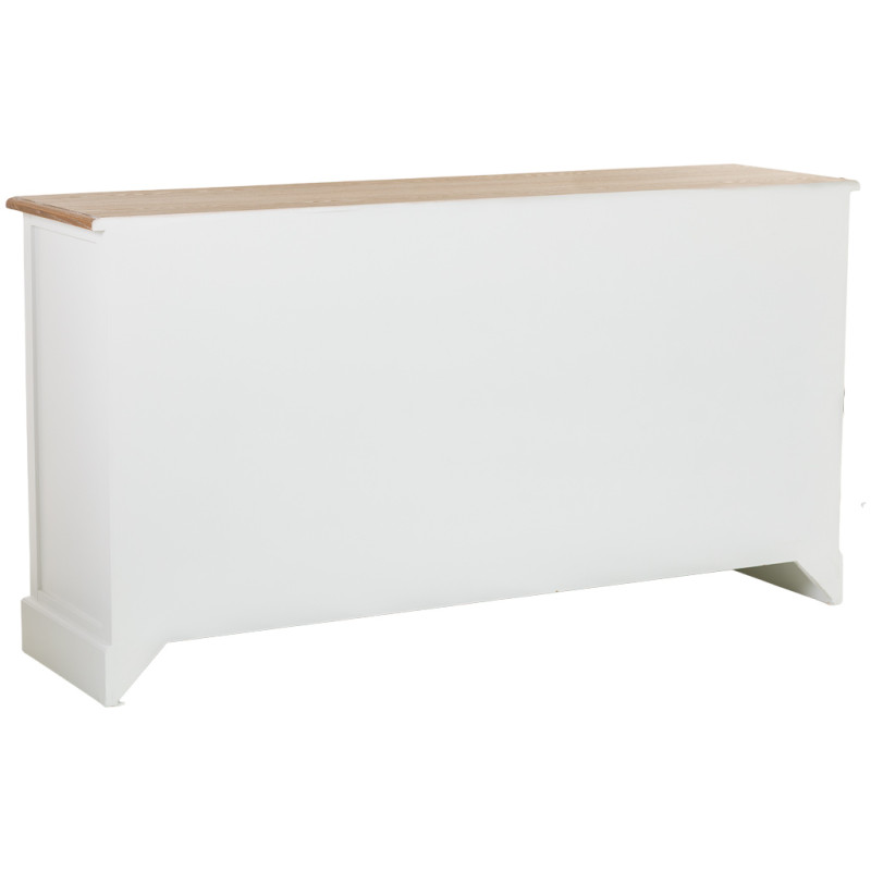 Buffet bas blanc et bois 4 portes 3 tiroirs 150x40x80,5 cm Votin  - 5