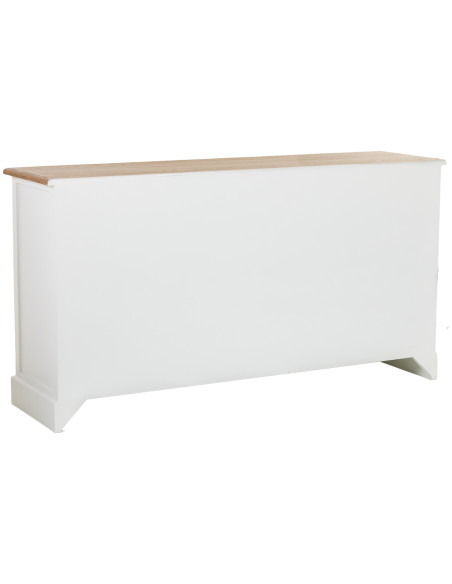 Buffet bas blanc et bois 4 portes 3 tiroirs 150x40x80,5 cm Votin  - 5