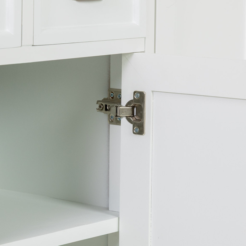 Buffet bas blanc et bois 4 portes 3 tiroirs 150x40x80,5 cm Votin  - 8