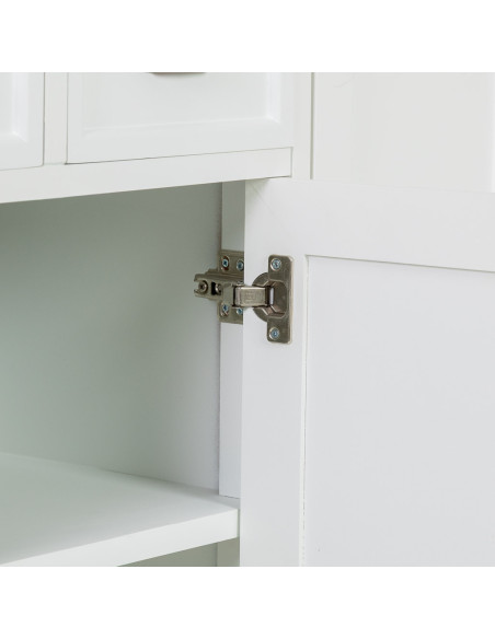 Buffet bas blanc et bois 4 portes 3 tiroirs 150x40x80,5 cm Votin  - 8