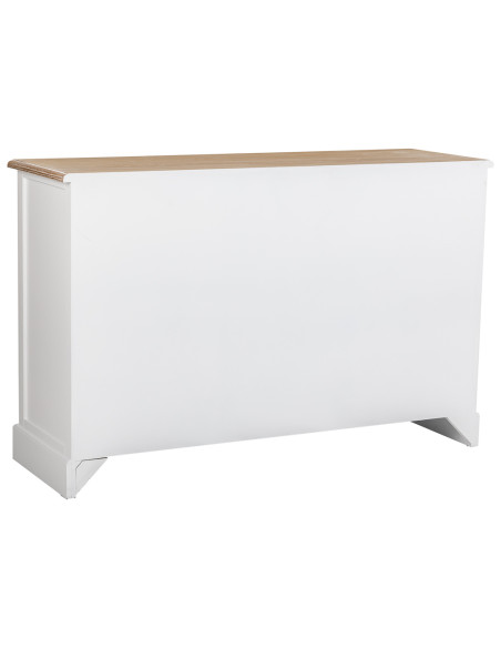 Buffet bas blanc et effet bois 2 portes 4 tiroirs 124x40x80 cm Votin  - 5