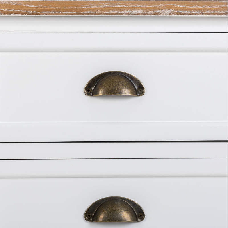Buffet bas blanc et effet bois 2 portes 4 tiroirs 124x40x80 cm Votin  - 7