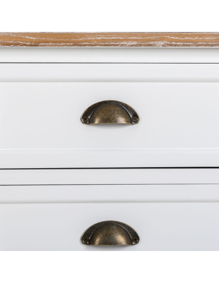 Buffet bas blanc et effet bois 2 portes 4 tiroirs 124x40x80 cm Votin  - 7