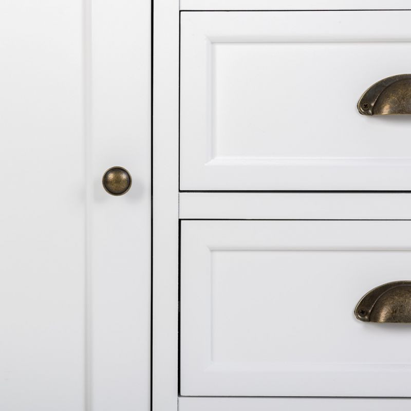 Buffet bas blanc et effet bois 2 portes 4 tiroirs 124x40x80 cm Votin  - 8