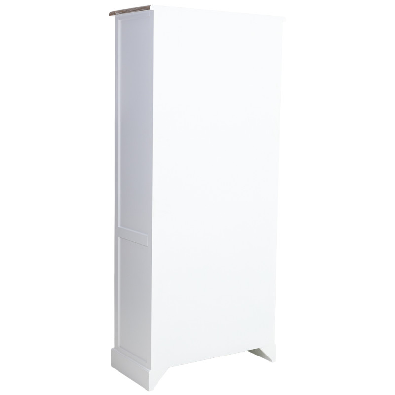 Vitrine 2 portes vitrées blanc et bois patiné 81x40x180 cm Votin  - 5