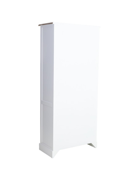 Vitrine 2 portes vitrées blanc et bois patiné 81x40x180 cm Votin  - 5