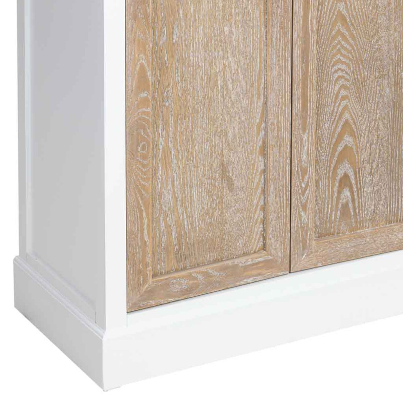 Vitrine 2 portes vitrées blanc et bois patiné 81x40x180 cm Votin  - 9