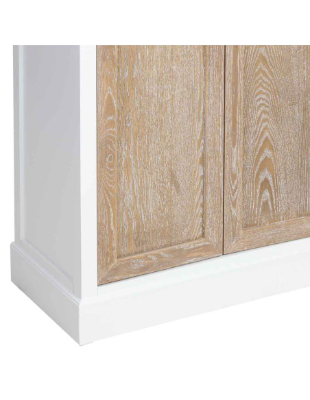 Vitrine 2 portes vitrées blanc et bois patiné 81x40x180 cm Votin  - 9