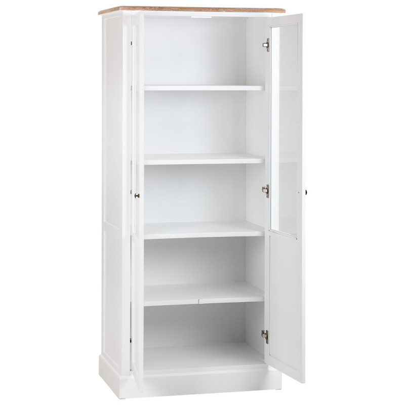 Vitrine blanche 2 portes vitrées effet bois 81x40x180 cm Votin  - 4