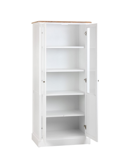 Vitrine blanche 2 portes vitrées effet bois 81x40x180 cm Votin  - 4