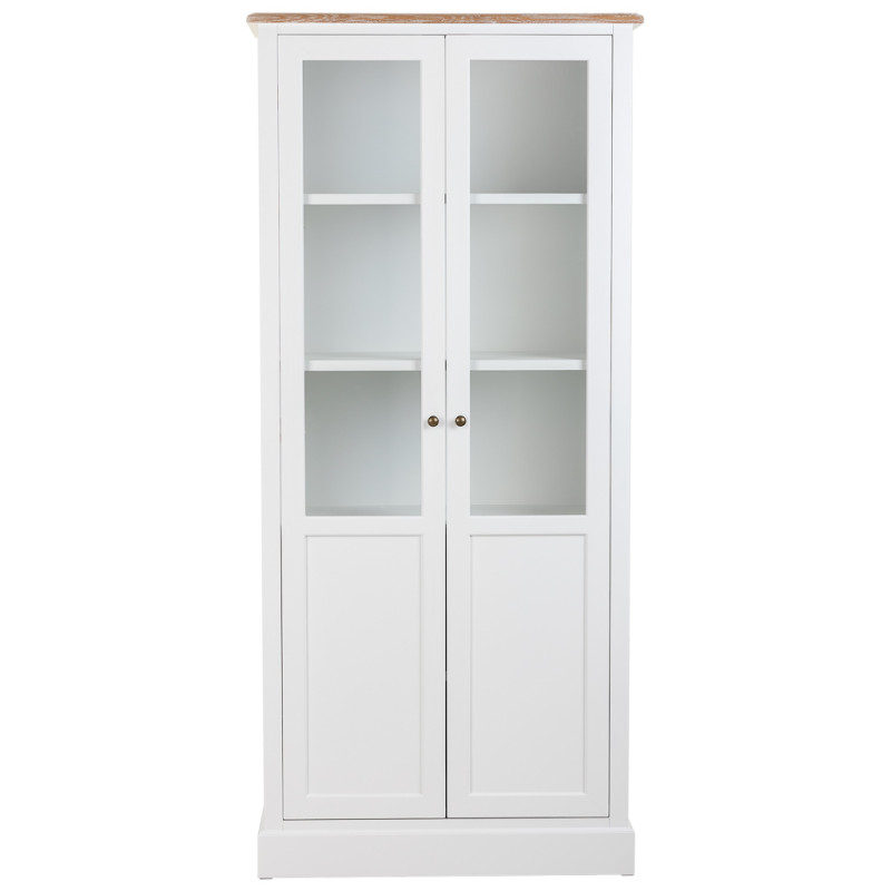 Vitrine blanche 2 portes vitrées effet bois 81x40x180 cm Votin  - 3