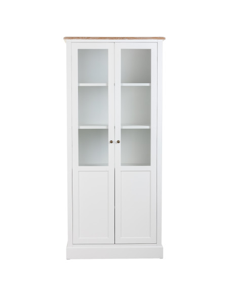 Vitrine blanche 2 portes vitrées effet bois 81x40x180 cm Votin  - 3