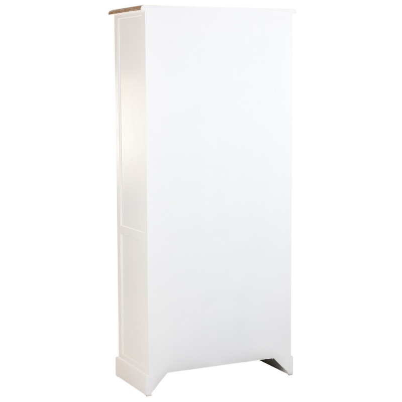 Vitrine blanche 2 portes vitrées effet bois 81x40x180 cm Votin  - 5