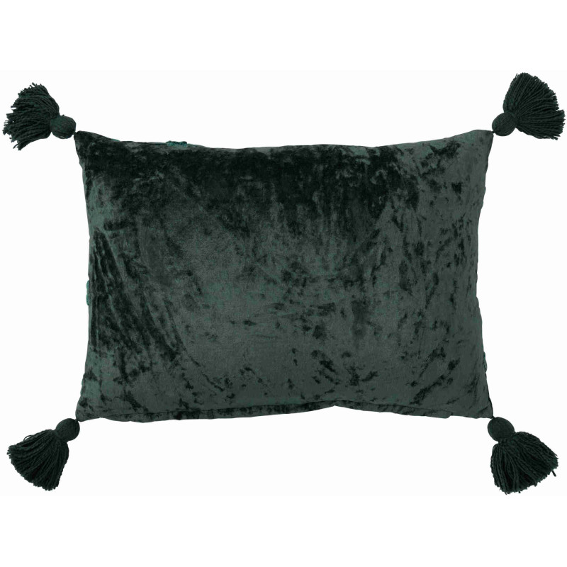 Coussin rectangulaire floral vert forêt et turquoise en viscose 50x35 cm Knerm J-Line - 3