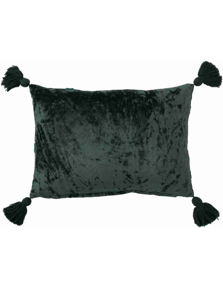 Coussin rectangulaire floral vert forêt et turquoise en viscose 50x35 cm Knerm J-Line - 3