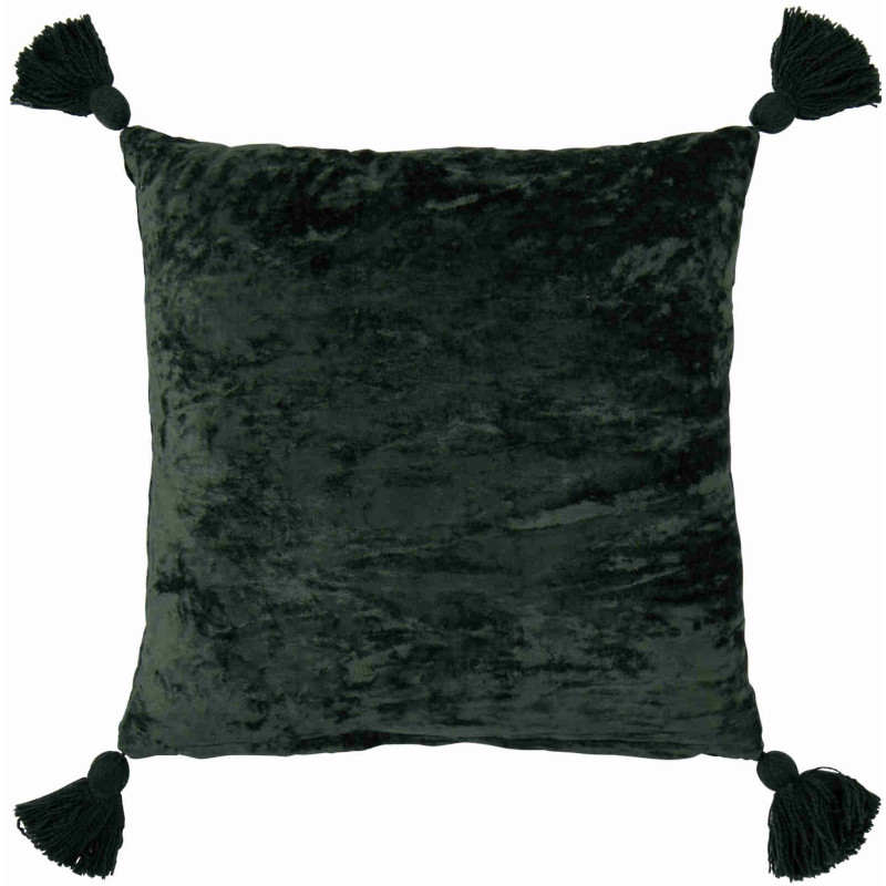 Coussin carré fleuri vert forêt et turquoise en viscose 45x45 cm Knerm J-Line - 2