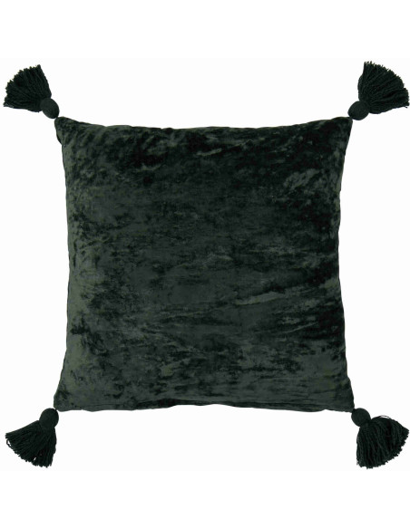 Coussin carré fleuri vert forêt et turquoise en viscose 45x45 cm Knerm J-Line - 2
