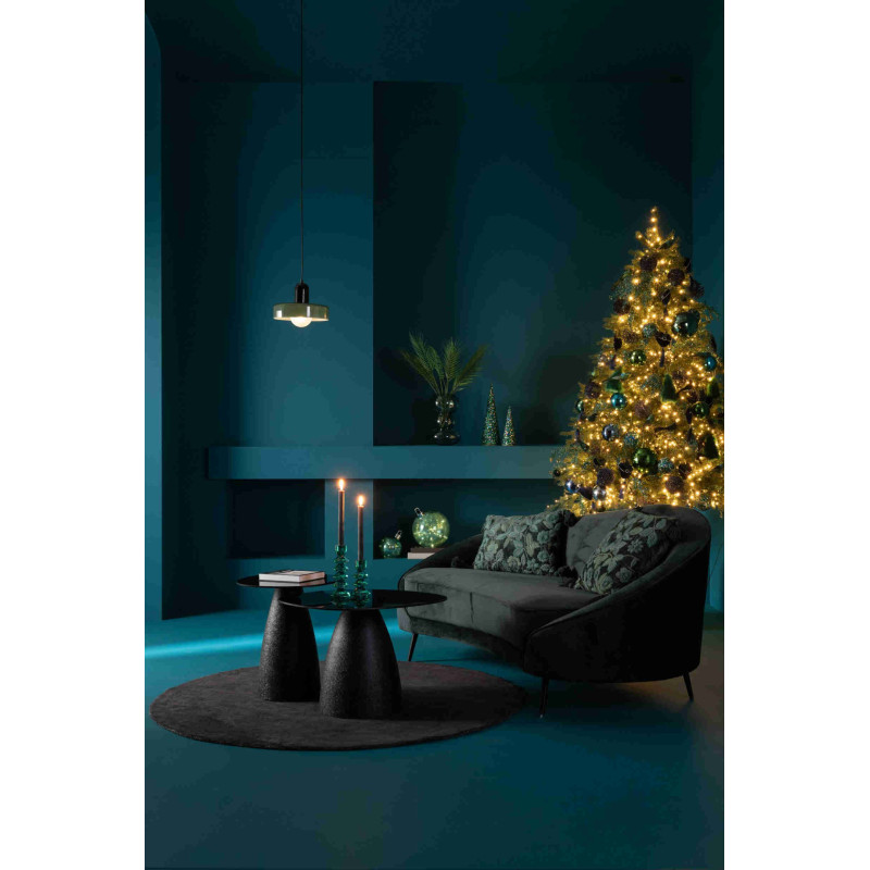Coussin carré fleuri vert forêt et turquoise en viscose 45x45 cm Knerm J-Line - 5