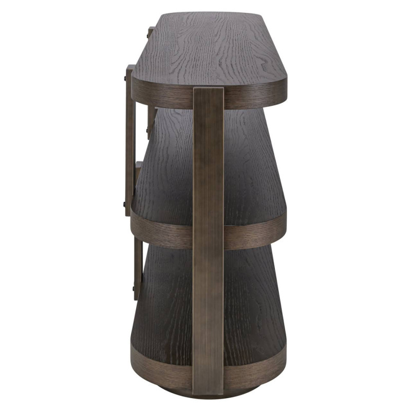 Console 3 niveaux bois brun et métal bronze 160x40x75 cm Ellington Richmond Interiors - 3