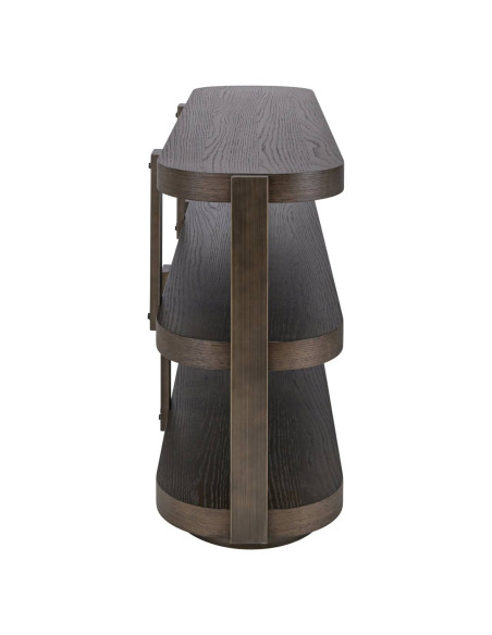 Console 3 niveaux bois brun et métal bronze 160x40x75 cm Ellington Richmond Interiors - 3