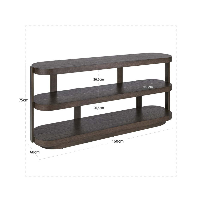 Console 3 niveaux bois brun et métal bronze 160x40x75 cm Ellington Richmond Interiors - 8